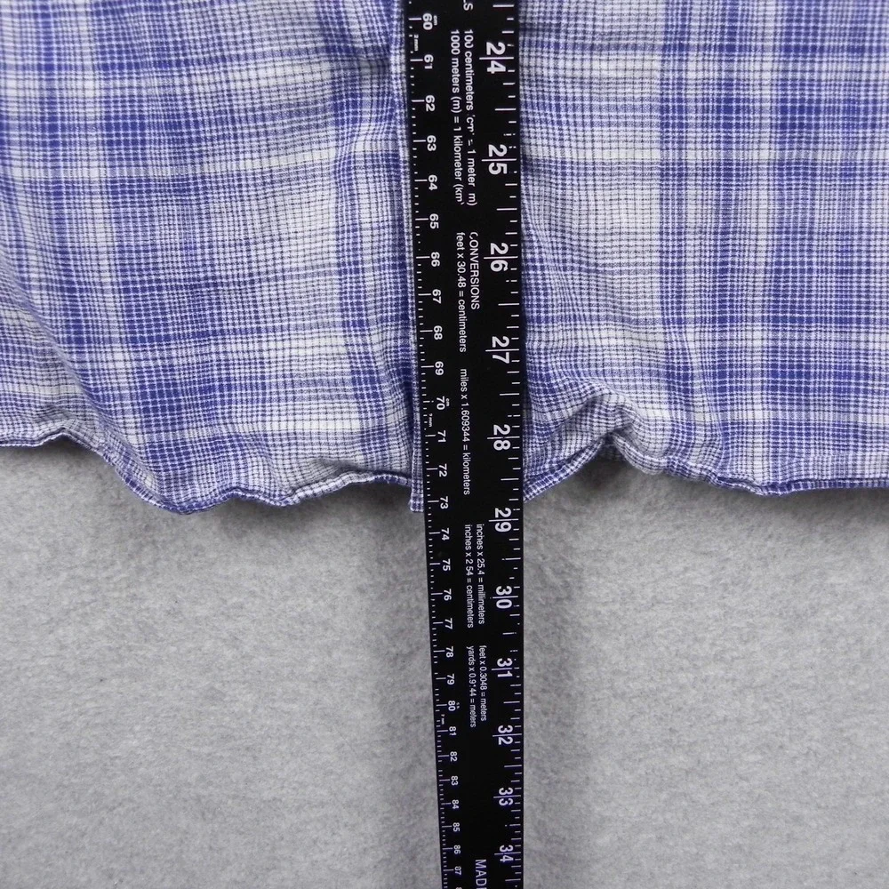 Banana Republic Shirt Mens XL Slim Fit Utility Button Up Blue Plaid Short Sleeve
